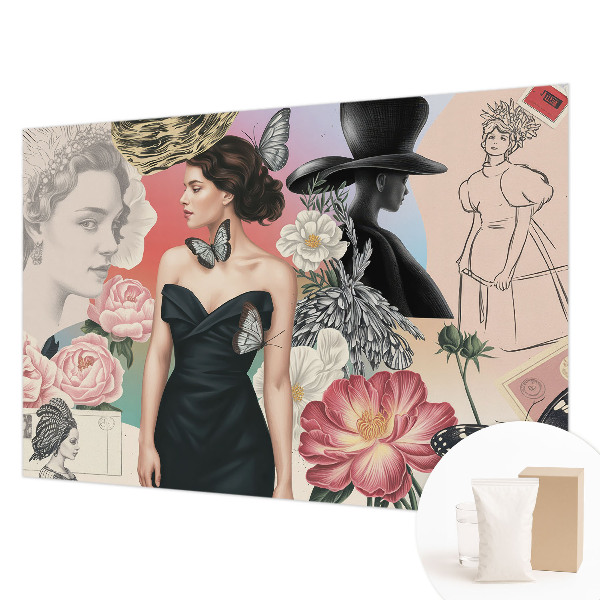 Moderne Vlies-Fototapete mit Blumen- und Porträtmotiven