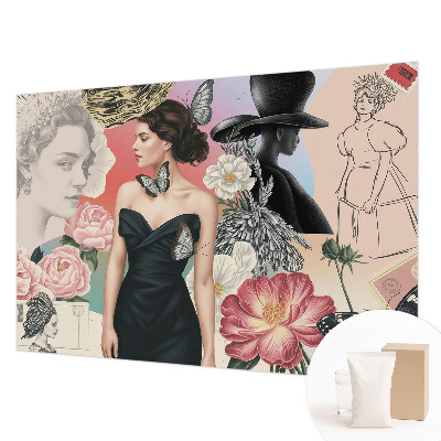 Moderne Vlies-Fototapete mit Blumen- und Porträtmotiven