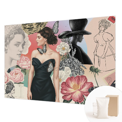 Moderne Vlies-Fototapete mit Blumen- und Porträtmotiven