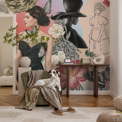 Moderne Vlies-Fototapete mit Blumen- und Porträtmotiven