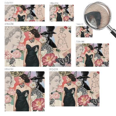 Moderne Vlies-Fototapete Blumen und Porträts