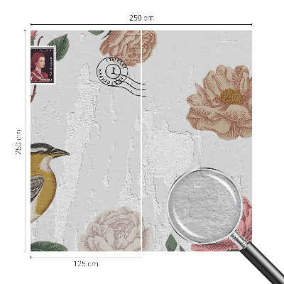 Wandtapete mit Vintage-Blumenmuster