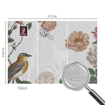 Wandtapete mit Vintage-Blumenmuster