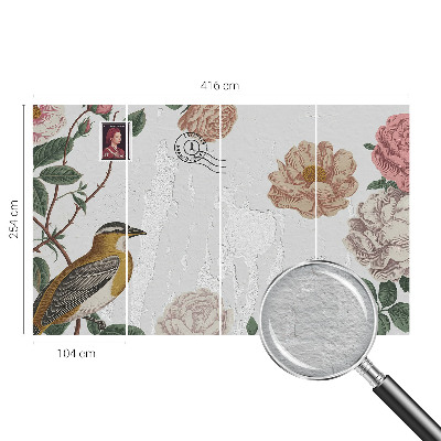 Wandtapete mit Vintage-Blumenmuster