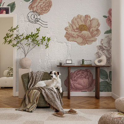 Wandtapete mit Vintage-Blumenmuster