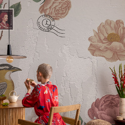 Wandtapete mit Vintage-Blumenmuster
