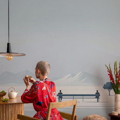 Vlies-Fototapete fürs Wohnzimmer mit einem minimalistischen Landschaftsdesign