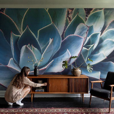 Vlies-Fototapete fürs Schlafzimmer mit grünem Aloe‑Motiv
