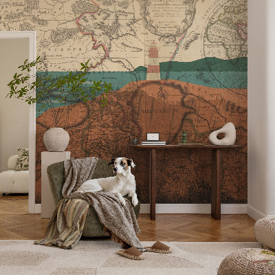 Vliestapete fürs Wohnzimmer mit Motiv einer historischen Karte