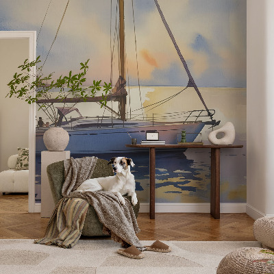 Moderne Vlies-Fototapete mit Motiv eines Segelboots im westlichen Stil