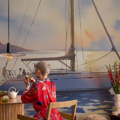 Moderne Vlies-Fototapete Segelboot West