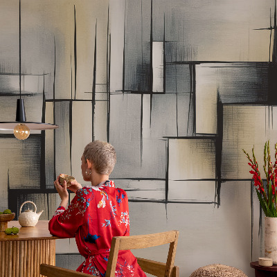Fototapete fürs Schlafzimmer mit abstraktem Geometriemotiv