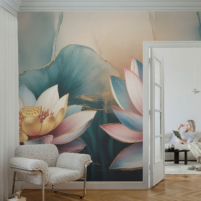Fototapete nach Maß mit Lotusblumen-Motiv für eine harmonische Raumwirkung