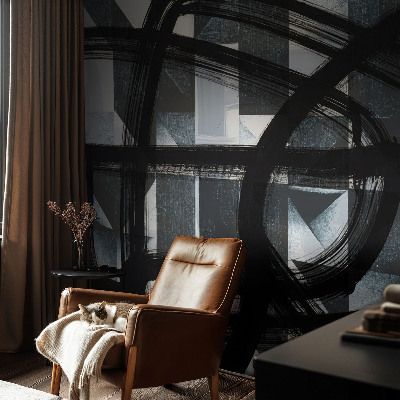 Vlies-Fototapete fürs Wohnzimmer mit ausdrucksstarkem geometrischen Motiv