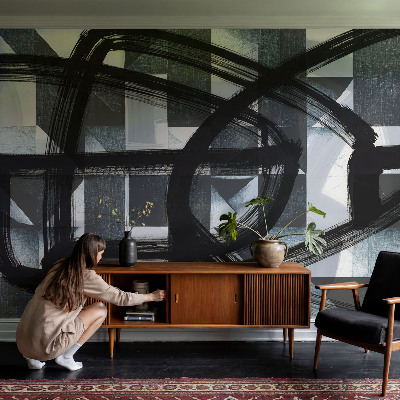 Vlies-Fototapete fürs Wohnzimmer mit ausdrucksstarkem geometrischen Motiv