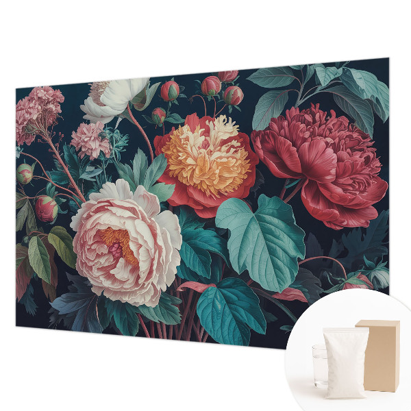 Fototapete fürs Wohnzimmer mit bunten Blumenmotiv