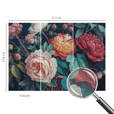 Fototapete fürs Wohnzimmer mit bunten Blumenmotiv