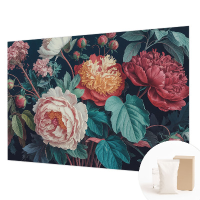 Fototapete fürs Wohnzimmer mit bunten Blumenmotiv