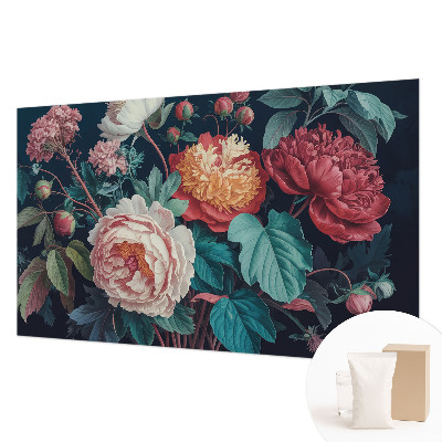 Fototapete fürs Wohnzimmer mit bunten Blumenmotiv