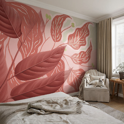 Fototapete fürs Schlafzimmer mit Motiv aus Bio-Blättern