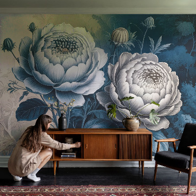 Vlies-Fototapete fürs Schlafzimmer mit romantischem Blumenmotiv