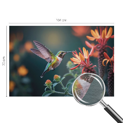 Vlies-Fototapete fürs Wohnzimmer mit Kolibri- und Blumenmotiv