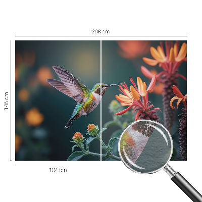 Vlies-Fototapete fürs Wohnzimmer mit Kolibri- und Blumenmotiv