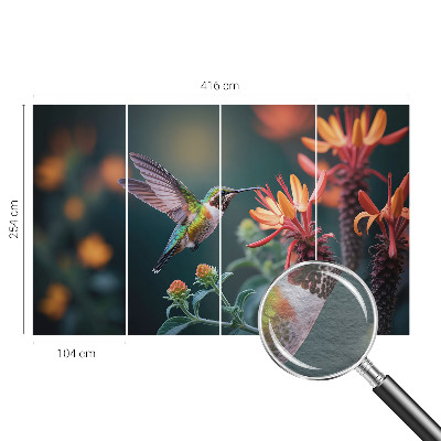Vlies-Fototapete fürs Wohnzimmer mit Kolibri- und Blumenmotiv
