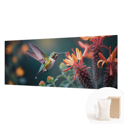 Vlies-Fototapete fürs Wohnzimmer mit Kolibri- und Blumenmotiv