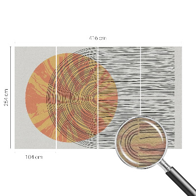 Vliestapete fürs Schlafzimmer mit einem Kreisdesign aus feinen Linien