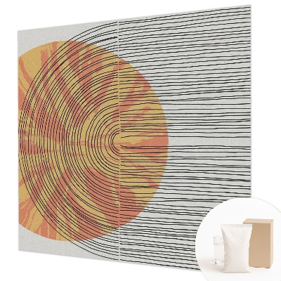 Vliestapete fürs Schlafzimmer mit einem Kreisdesign aus feinen Linien