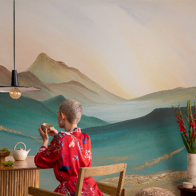 Moderne Vlies-Fototapete mit friedlicher Landschaft als Motiv