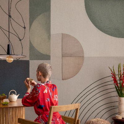 Fototapete fürs Wohnzimmer mit geometrischem Formmuster