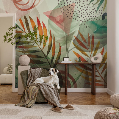 Fototapete fürs Schlafzimmer mit abstraktem Blättermotiv