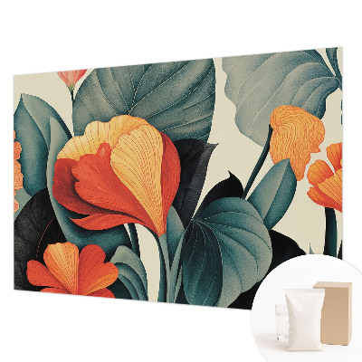 Vlies-Fototapete fürs Wohnzimmer mit bunten Blumen als Motiv