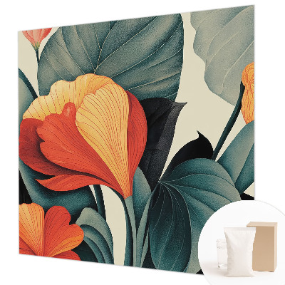 Vlies-Fototapete fürs Wohnzimmer mit bunten Blumen als Motiv