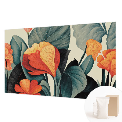 Vlies-Fototapete fürs Wohnzimmer mit bunten Blumen als Motiv