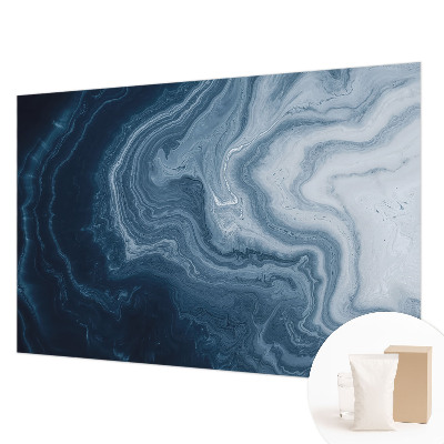 Vliestapete fürs Schlafzimmer mit blauem Wellendesign