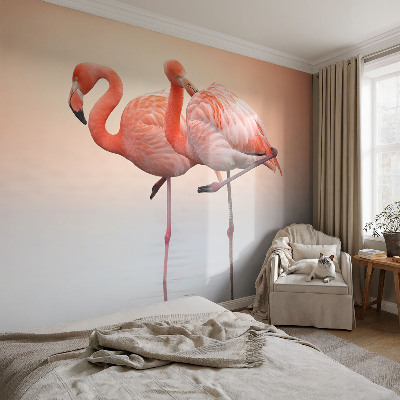 Bildtapete mit zartem Flamingo-Motiv