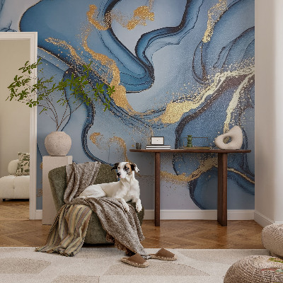 Fototapete fürs Schlafzimmer mit blauem Wellenmuster