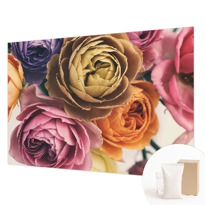 Vliestapete fürs Wohnzimmer mit bunten Rosen