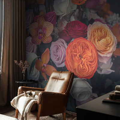 Fototapete aus Vlies mit buntem Blumenstrauß als Motiv