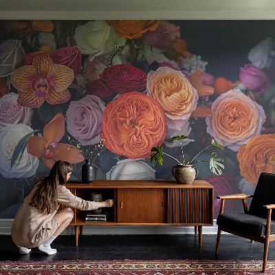 Fototapete aus Vlies mit buntem Blumenstrauß als Motiv
