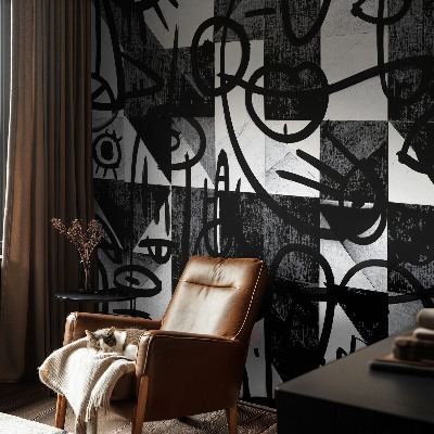 Vlies-Fototapete fürs Schlafzimmer mit Motiv 'Chaos zeichnen' für eine kreative Wanddekoration