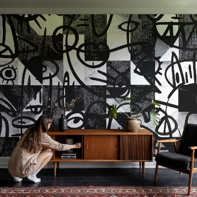 Vlies-Fototapete fürs Schlafzimmer mit Motiv 'Chaos zeichnen' für eine kreative Wanddekoration