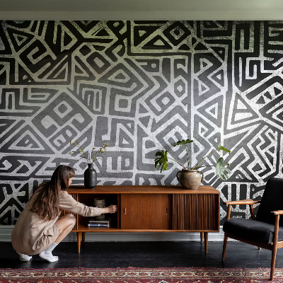 Fototapete fürs Wohnzimmer mit geometrischem Labyrinth-Motiv
