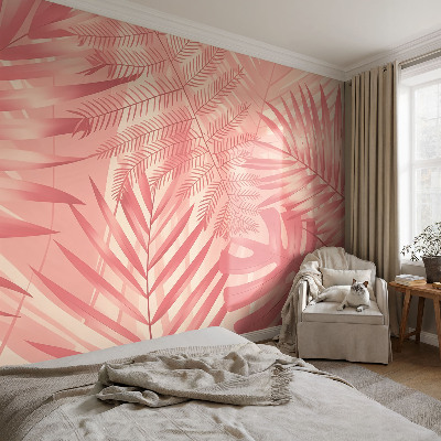 Vlies-Fototapete fürs Wohnzimmer mit Tropenblättern als Motiv