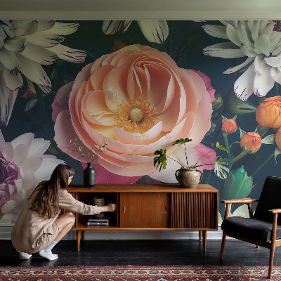 Vliestapete fürs Wohnzimmer mit floralem Muster für ein wohnliches Ambiente