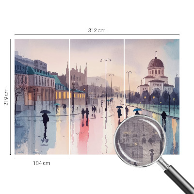 Fototapete nach Maß mit dem Motiv „Ein Spaziergang im Regen”