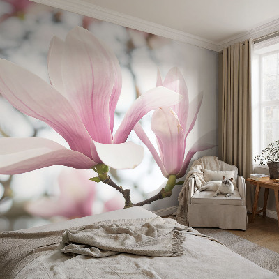Dekorative Wand-Fototapete mit Motiv von Magnolienblüten